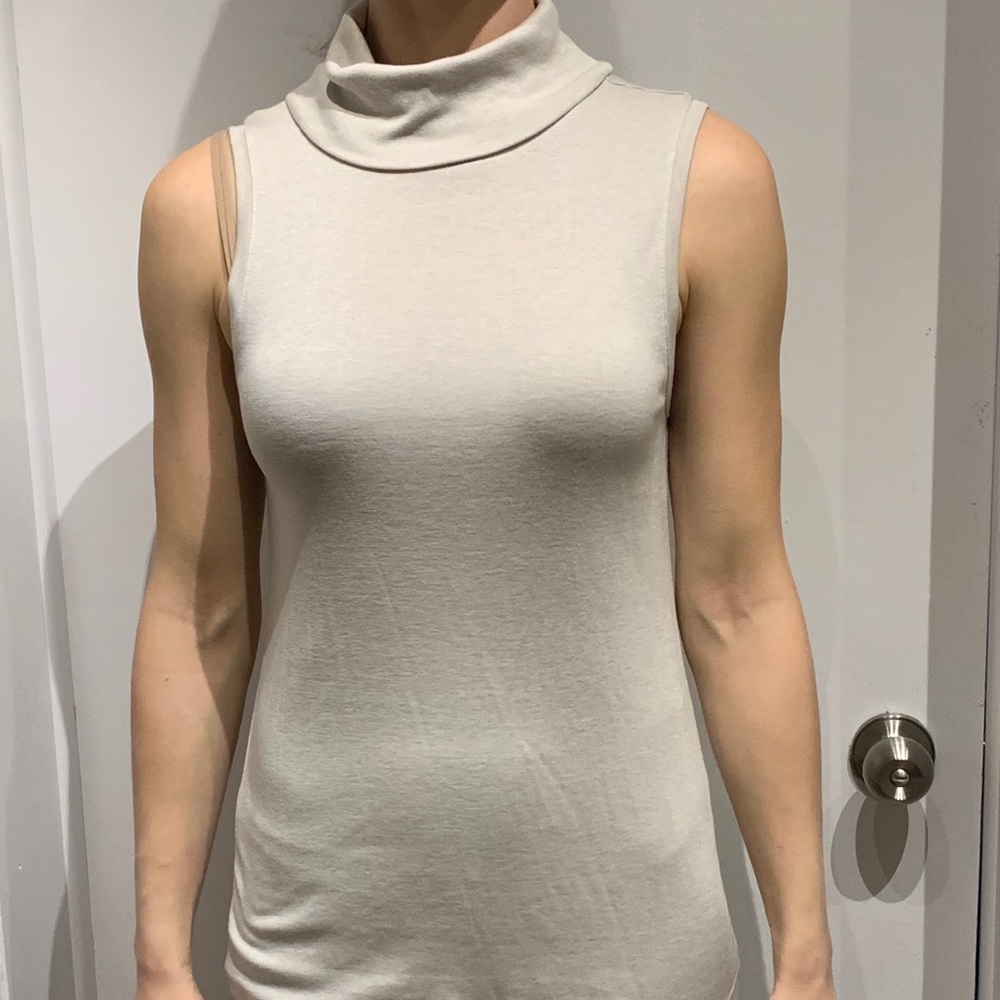 Banana republic oatmeal sleeveless turtle neck